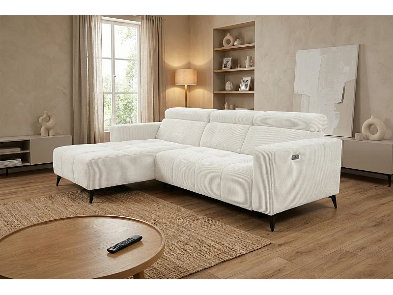 Nicolette - Canapé d’angle moderne avec fonction relax électrique