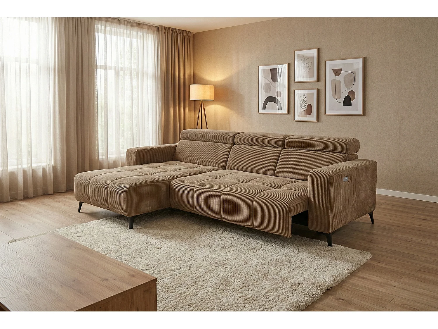 Nicolette - Canapé d’angle moderne avec fonction relax électrique