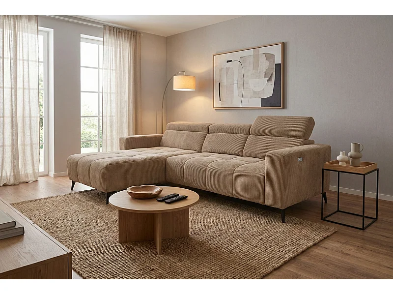 Nicolette – Moderne hoekbank met elektrische relaxfunctie