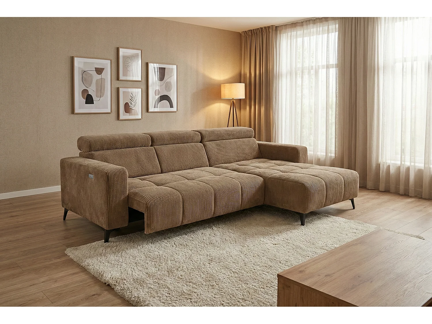 Nicolette - Canapé d’angle moderne avec fonction relax électrique