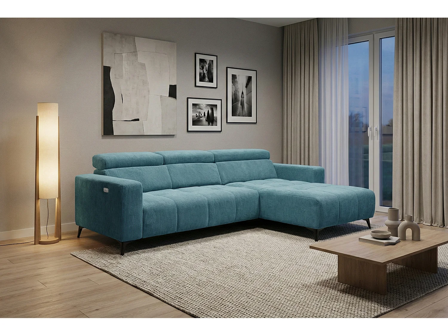 Nicolette – Moderne hoekbank met elektrische relaxfunctie