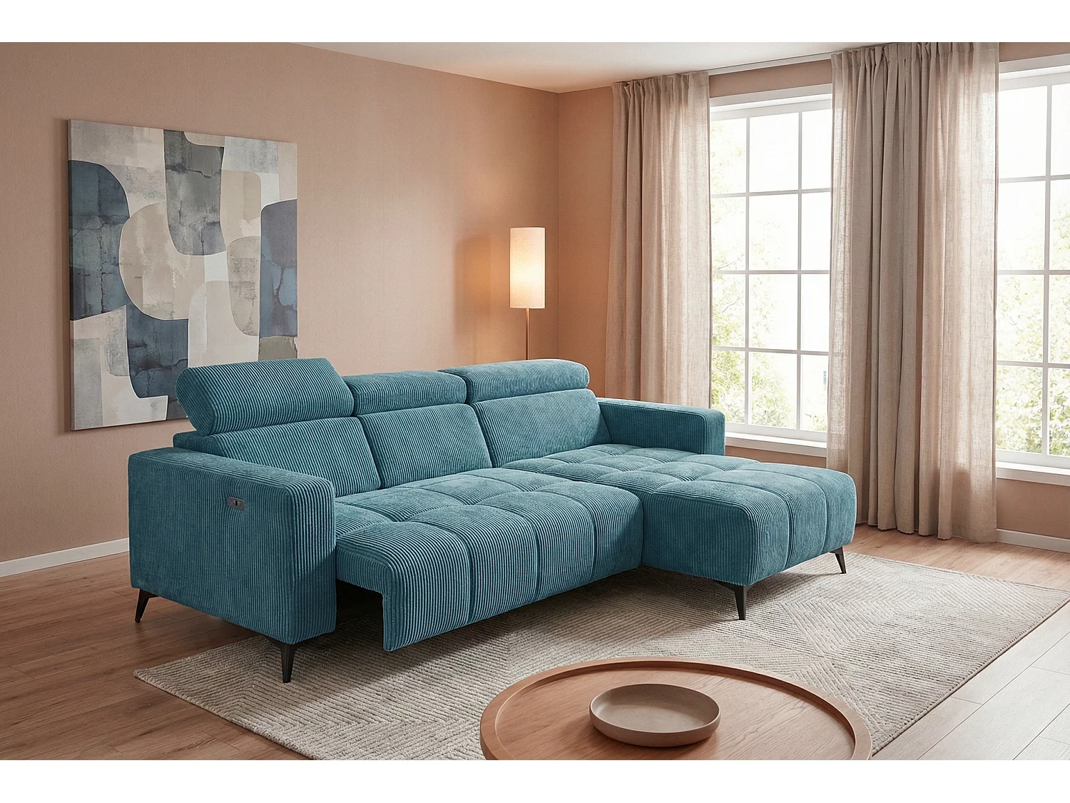 Nicolette – Moderne hoekbank met elektrische relaxfunctie