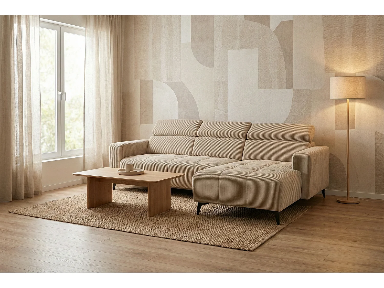 Nicolette - Canapé d’angle moderne avec fonction relax électrique