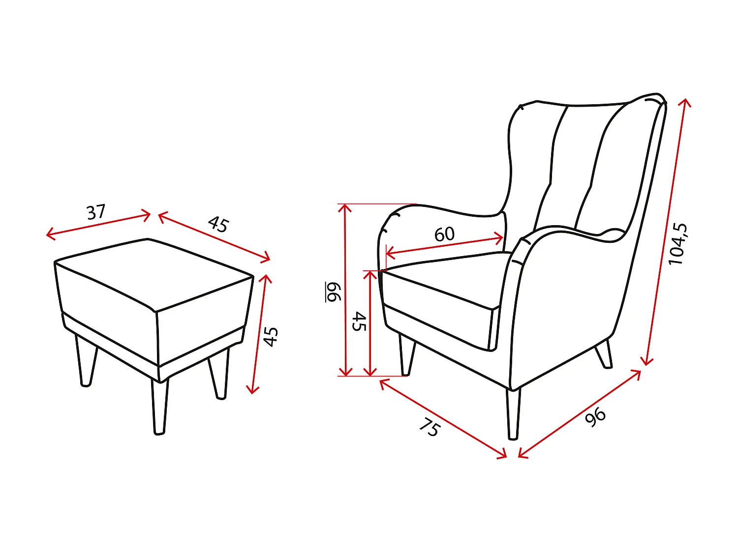 Fauteuil Roland de détente avec repose-pieds – confort ergonomique et design intemporel