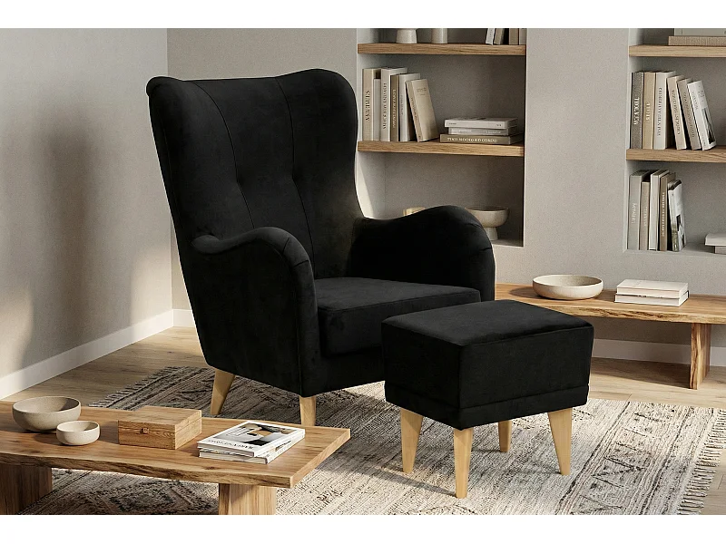Fauteuil Roland de détente avec repose-pieds – confort ergonomique et design intemporel