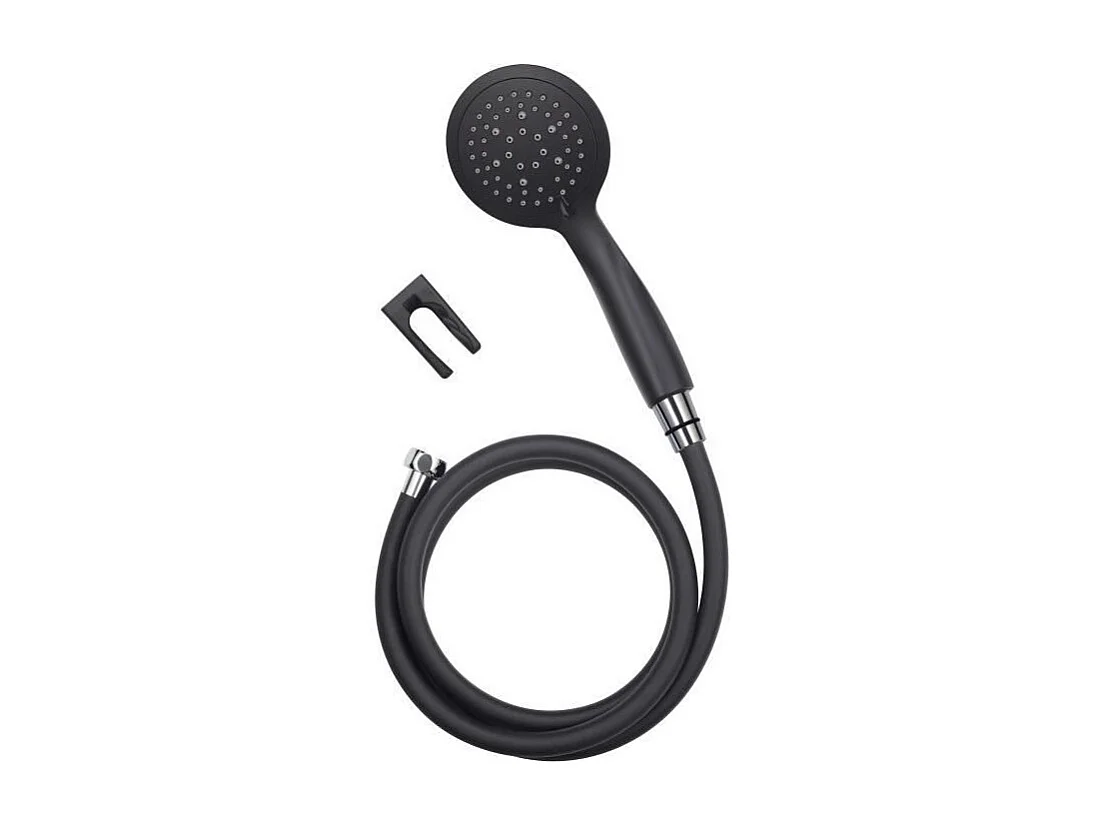 Douchette Rousseau CombiFlex Hebe Noire 5 Jets, Anti-Calcaire, Flexible 1,5m, Support Mural 3 Positions