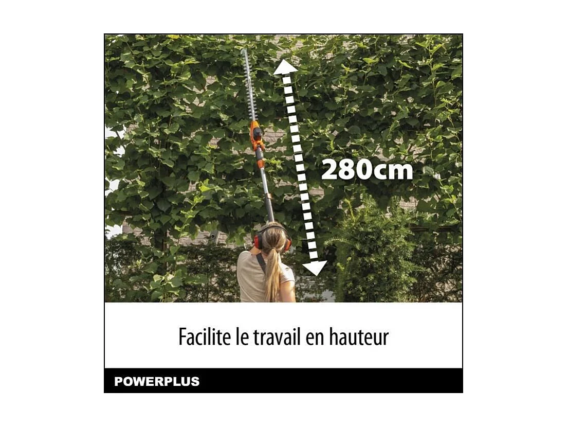 Tagliasiepi telescopico su asta 40V Dual Power POWDPG75380 – Lama 600 mm, portata 280 cm, taglio rami 20 mm, senza batteria
