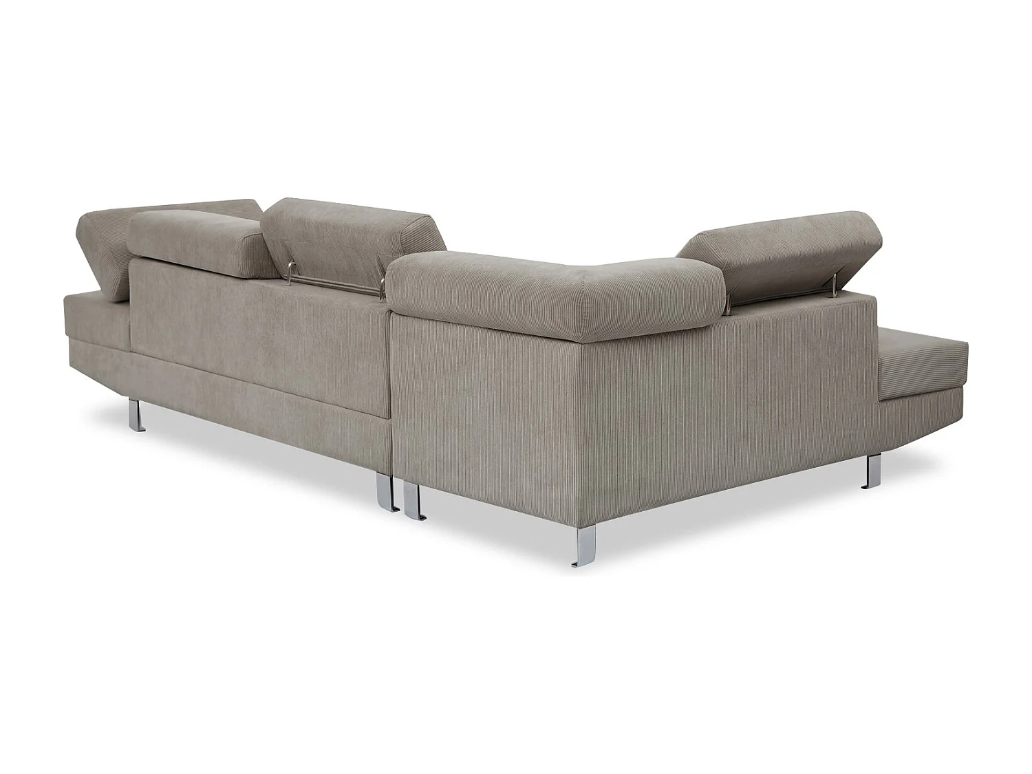 Canapé d'angle gauche avec têtières relevables Palerme velours côtelé taupe