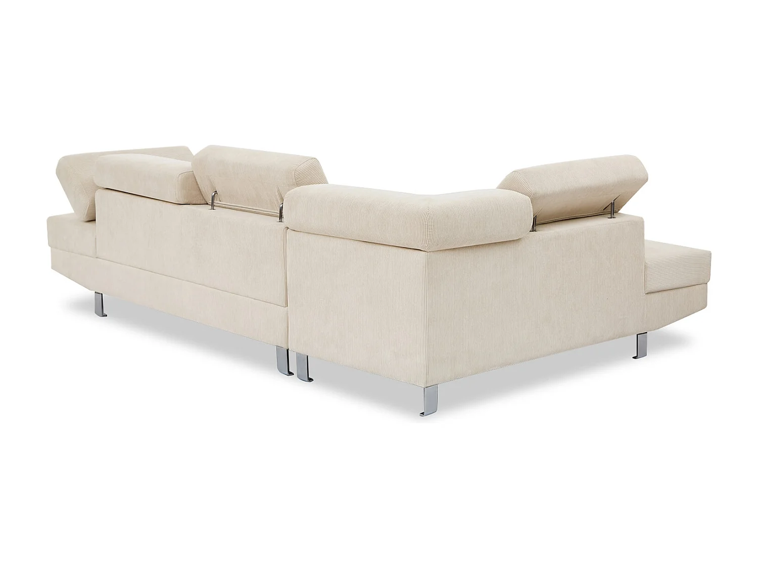 Canapé d'angle gauche avec têtières relevables Palerme velours côtelé beige