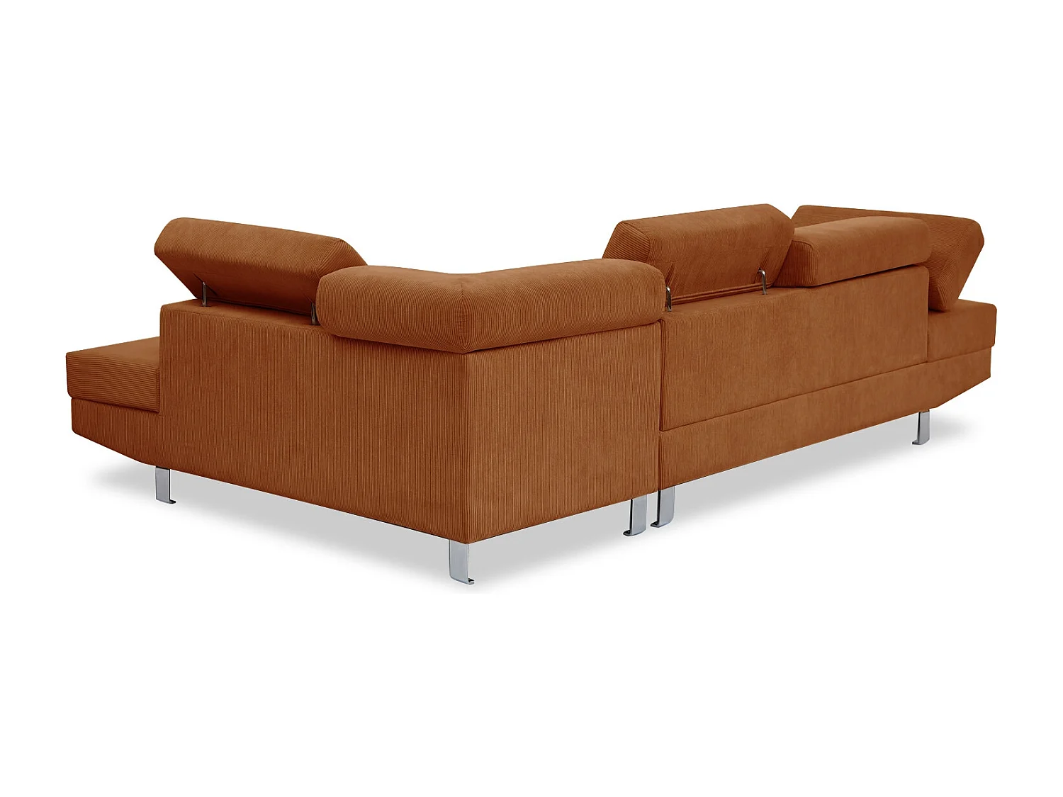 Canapé d'angle droit avec têtières relevables Palerme velours côtelé terracotta