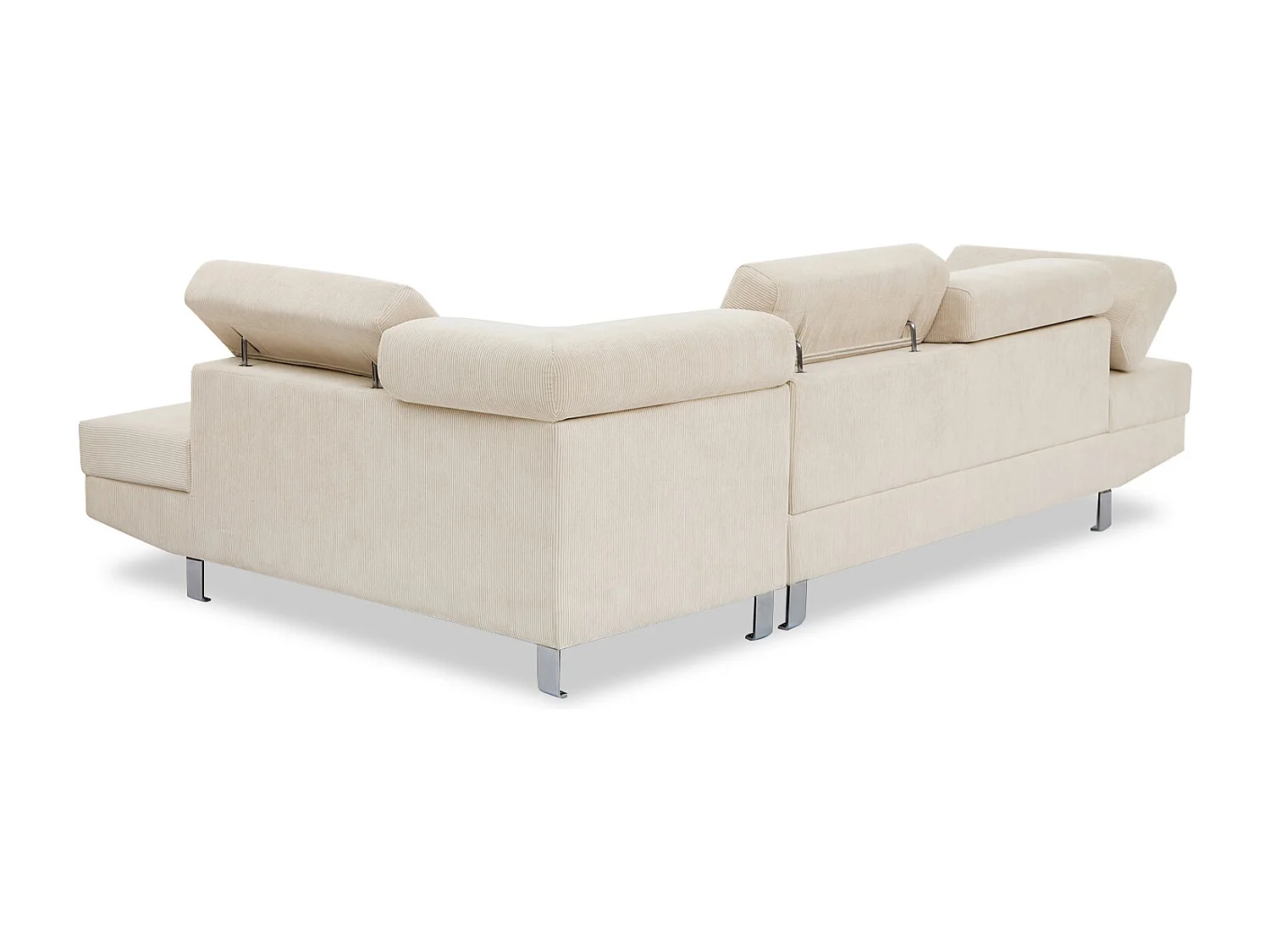 Canapé d'angle droit avec têtières relevables Palerme velours côtelé beige