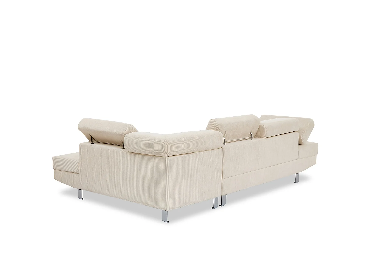 Canapé d'angle 5 places avec tetieres en velours cotele beige PALERME