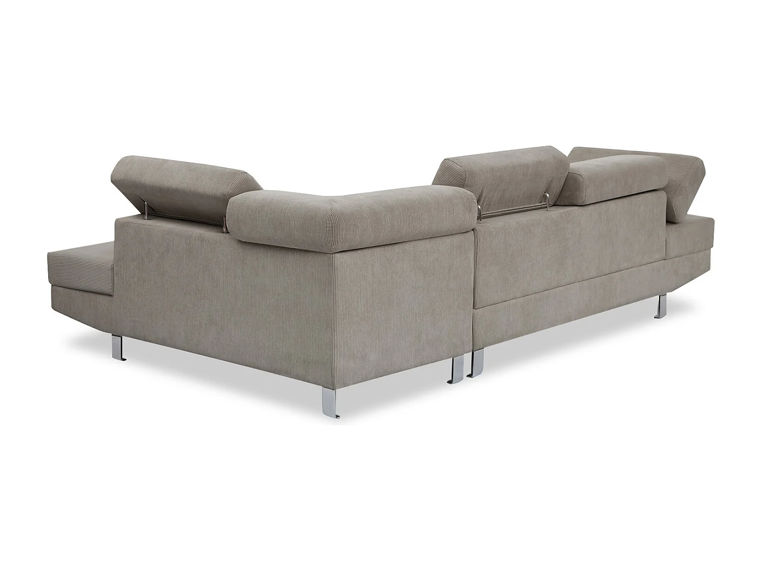 Canapé d'angle droit avec têtières relevables Palerme velours côtelé taupe