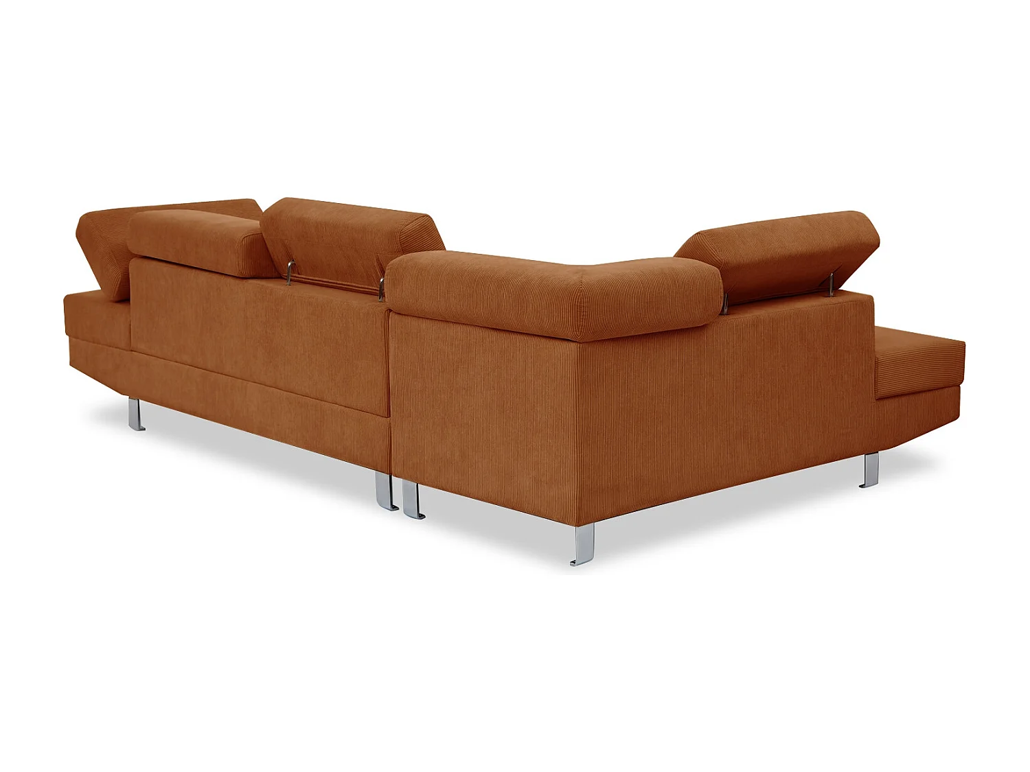 Canapé d'angle gauche avec têtières relevables Palerme velours côtelé terracotta