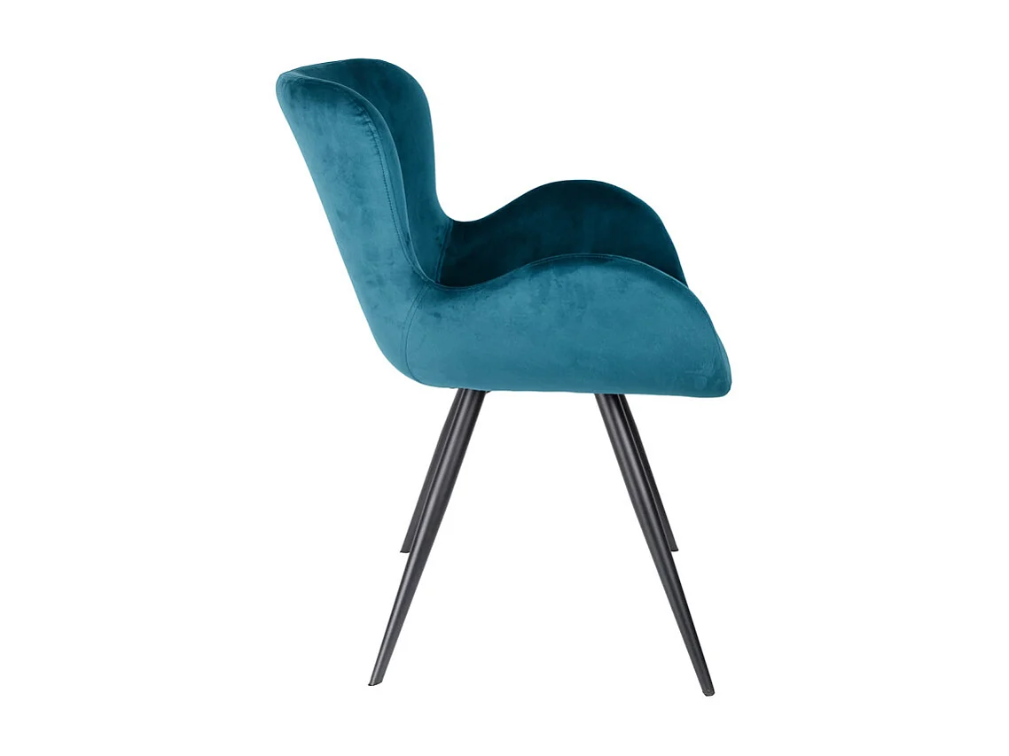 Lot 2 chaises scandinave velours bleu canard et pieds métal – LOTUS 2