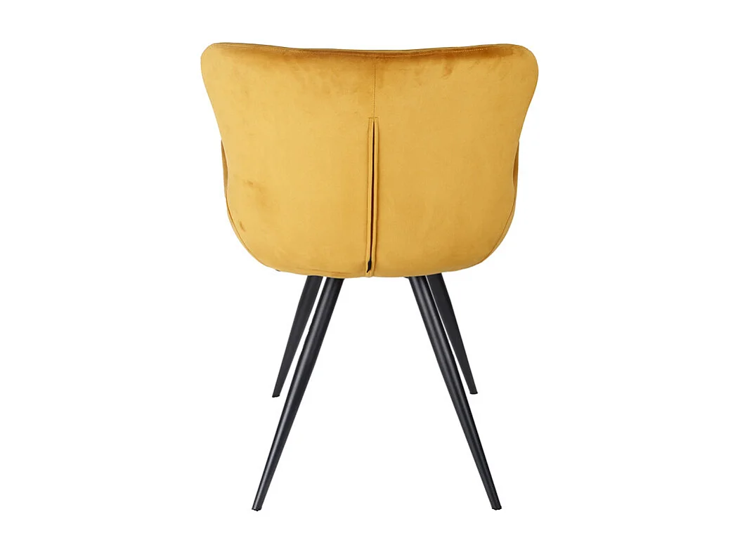 Lot 2 chaises scandinave velours jaune moutarde pieds métal – LOTUS 2