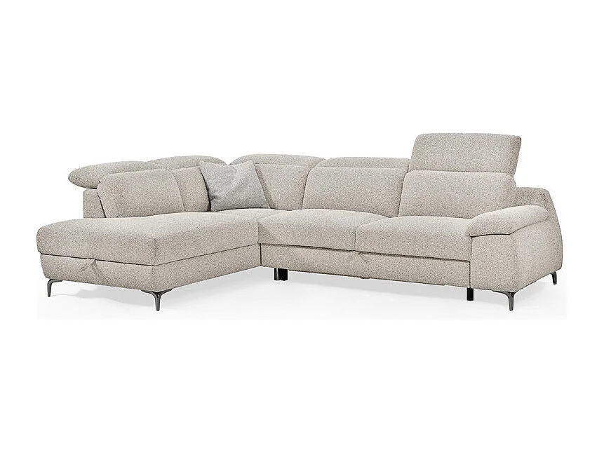 Canapé d'angle gauche convertible L. 278 cm tissu chiné beige - TULIO