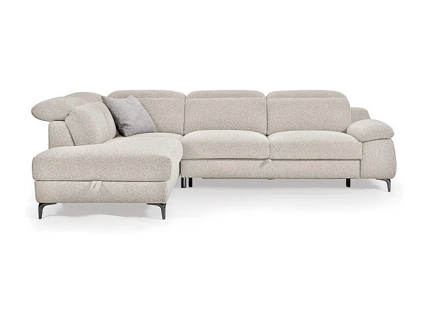 Canapé d'angle gauche convertible L. 278 cm tissu chiné beige - TULIO