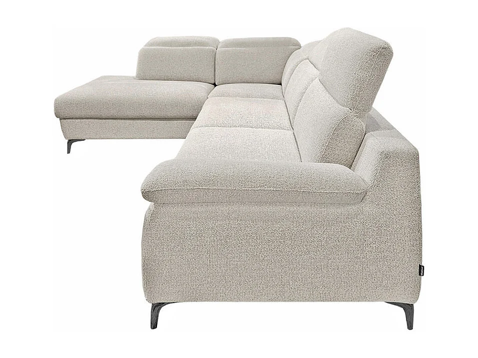 Canapé d'angle gauche convertible L. 278 cm tissu chiné beige - TULIO