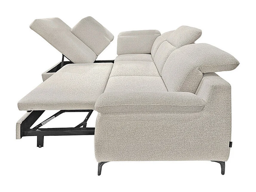 Canapé d'angle gauche convertible L. 278 cm tissu chiné beige - TULIO