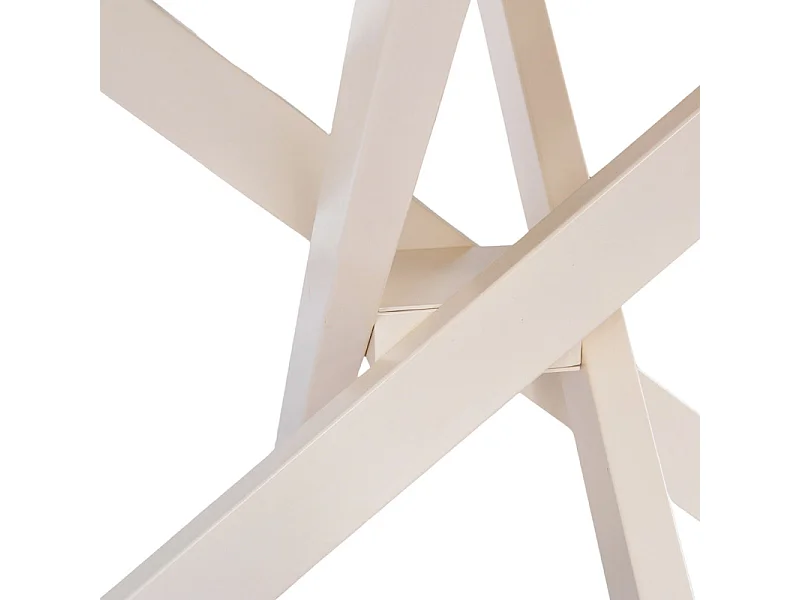 Table ronde D.130 cm céramique blanc marbré pieds crème – POPPY