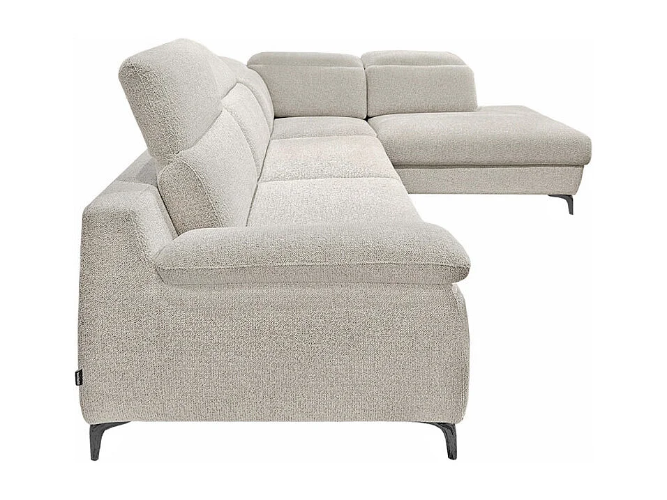 Canapé d'angle droit convertible L. 278 cm tissu chiné beige - TULIO