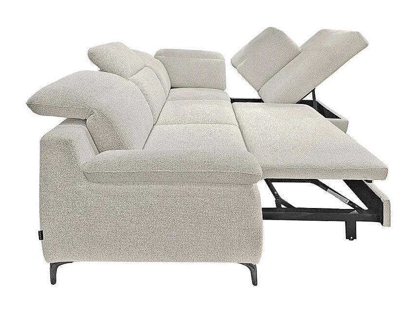 Canapé d'angle droit convertible L. 278 cm tissu chiné beige - TULIO