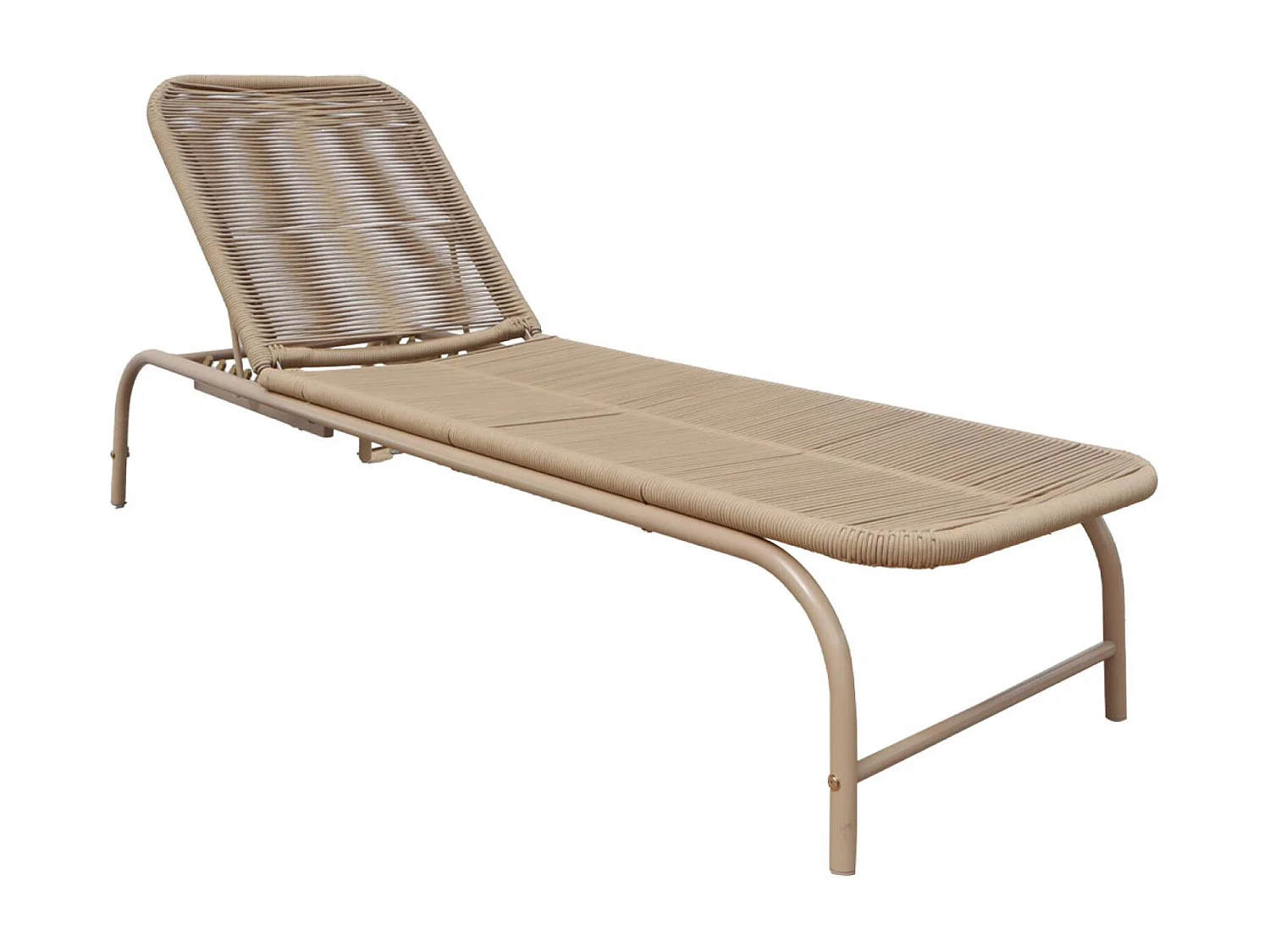 Set 2 lettini prendisole in acciaio e corda multiposizione, beige