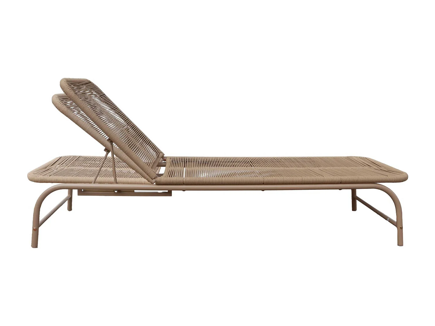 Set 2 lettini prendisole in acciaio e corda multiposizione, beige