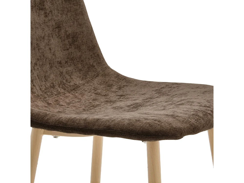 Bella - Lot de 2 chaises en tissu piètement effet bois - Marron