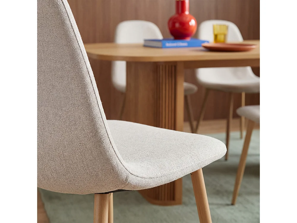 Bella - Lot de 2 chaises en tissu piètement effet bois - Beige