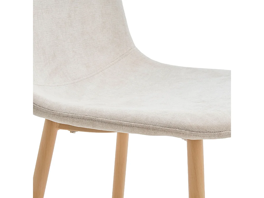 Bella - Lot de 2 chaises en tissu piètement effet bois - Beige