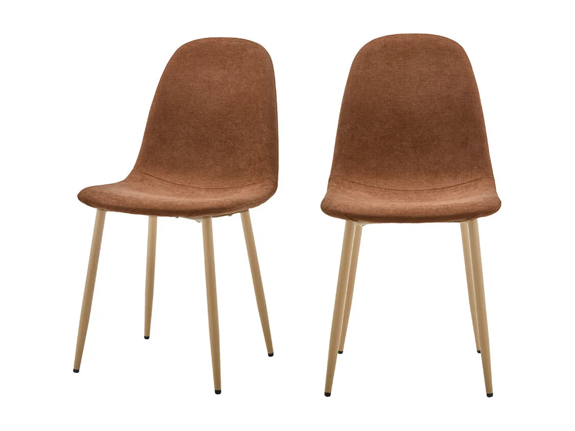 Bella - Lot de 2 chaises en tissu piètement effet bois - Rouille
