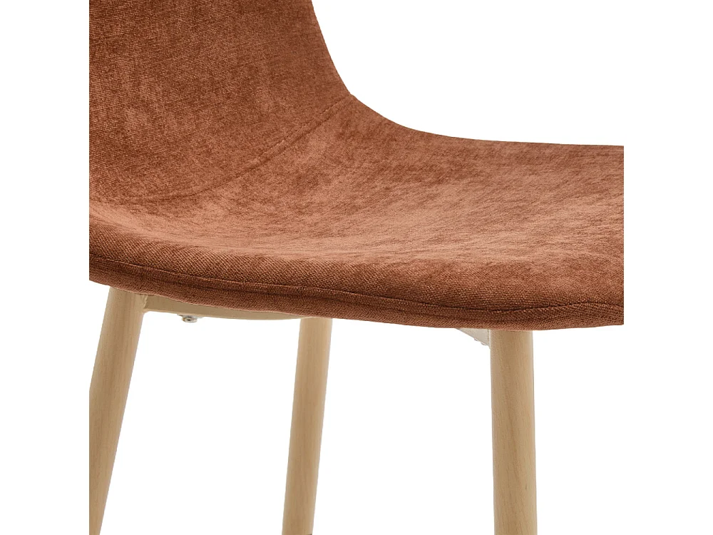 Bella - Lot de 2 chaises en tissu piètement effet bois - Rouille