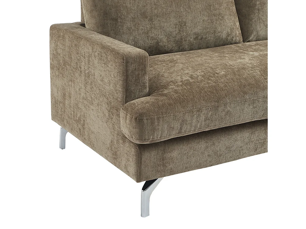 Sophie - Canapé 3 places en tissu pieds chrome - Marron glacé