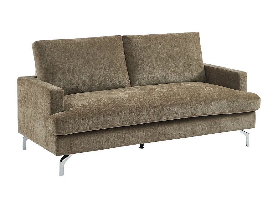 Sophie - Canapé 3 places en tissu pieds chrome - Marron glacé