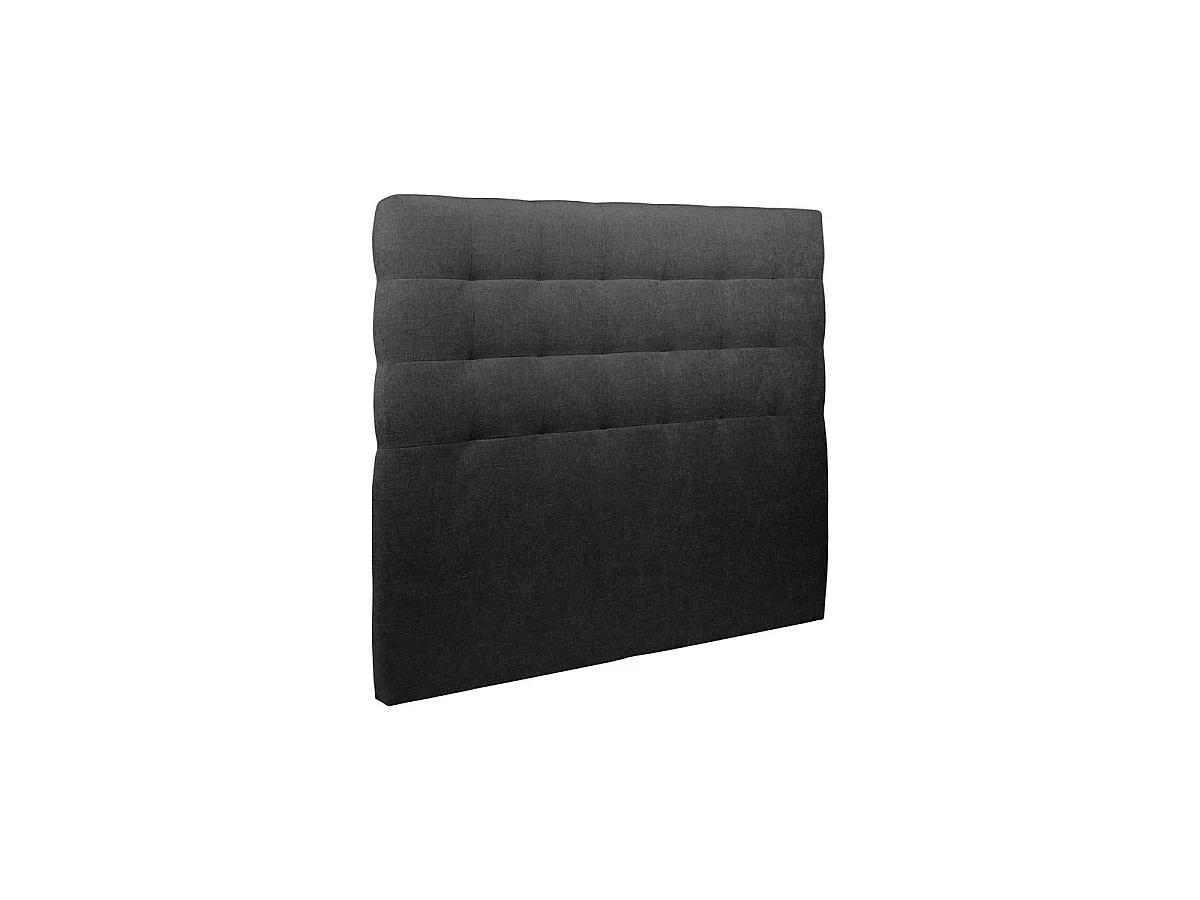 Lit 160x200cm avec tête de lit capitonnée tissu et sommier kit Noir - Hauteur totale : 29cm