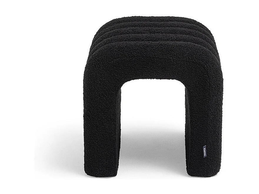 Mui - Lot de 2 tabourets rembourrés en tissu bouclette - Noir