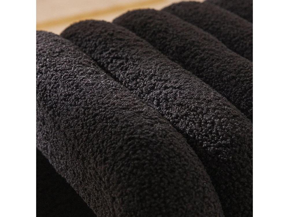 Mui - Lot de 2 tabourets rembourrés en tissu bouclette - Noir
