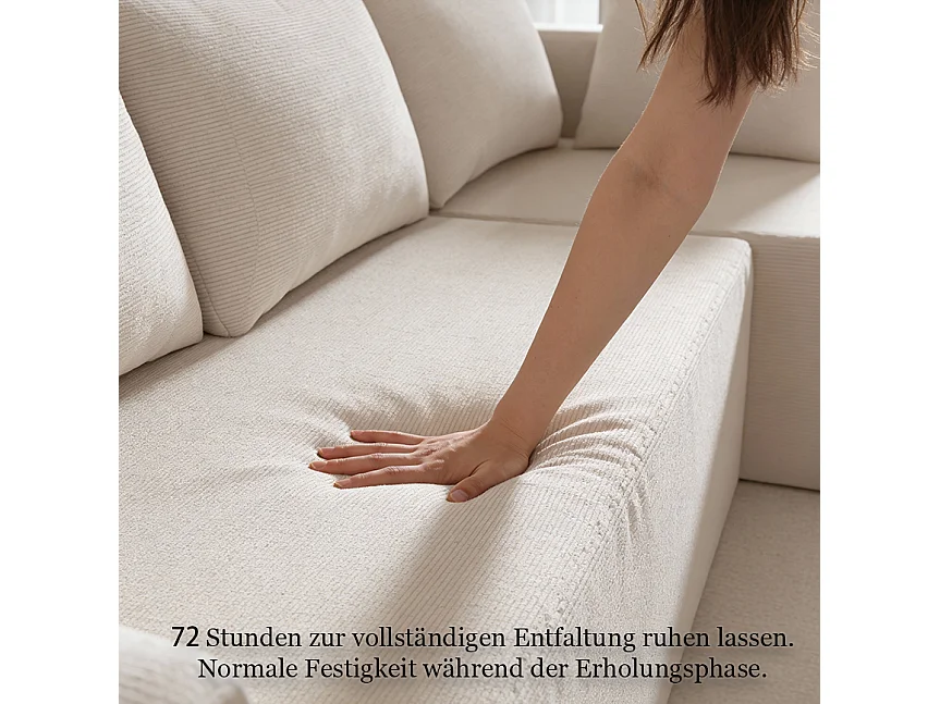 Canapé d’angle droit 4 places, Canapé convertible avec Coussin, combinaison libre, Tissu, 175x270x62, Beige,Salon