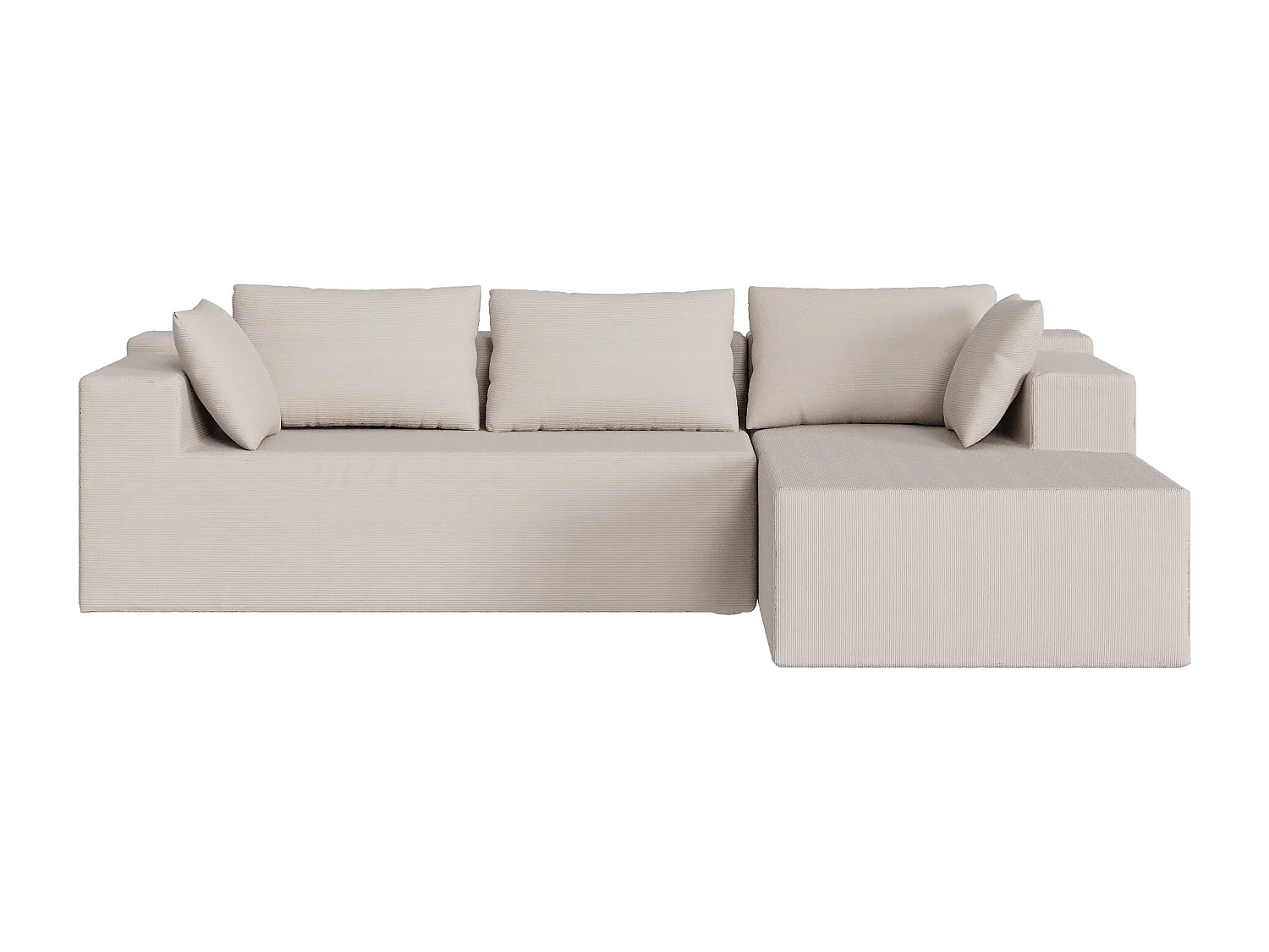Canapé d’angle droit 4 places, Canapé convertible avec Coussin, combinaison libre, Tissu, 175x270x62, Beige,Salon