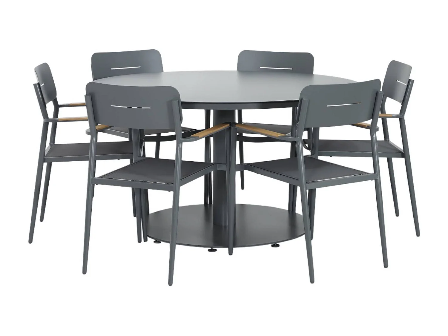 Set tavolo da giardino rotondo in alluminio con 6 sedie, antracite
