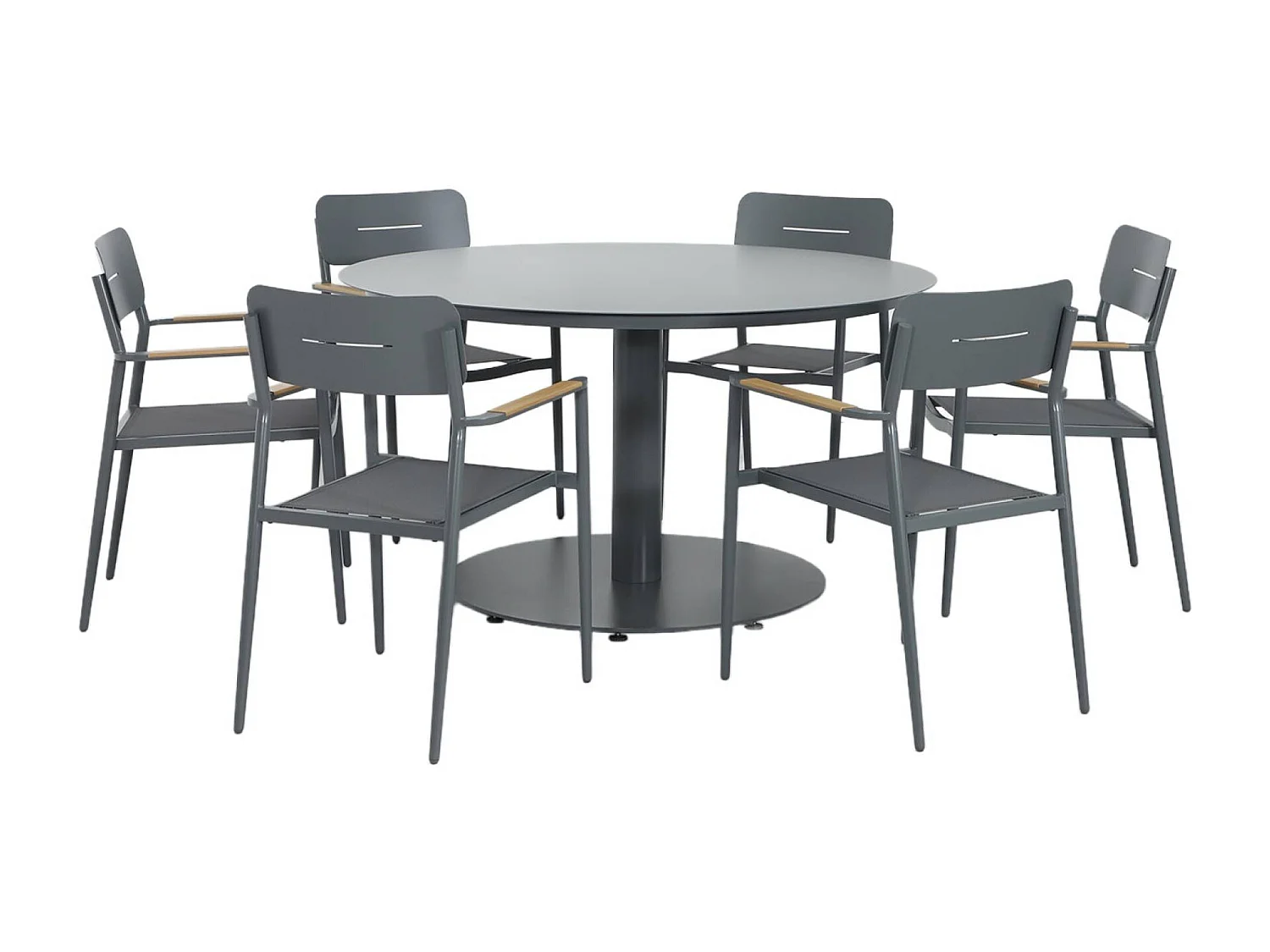 Set tavolo da giardino rotondo in alluminio con 6 sedie, antracite