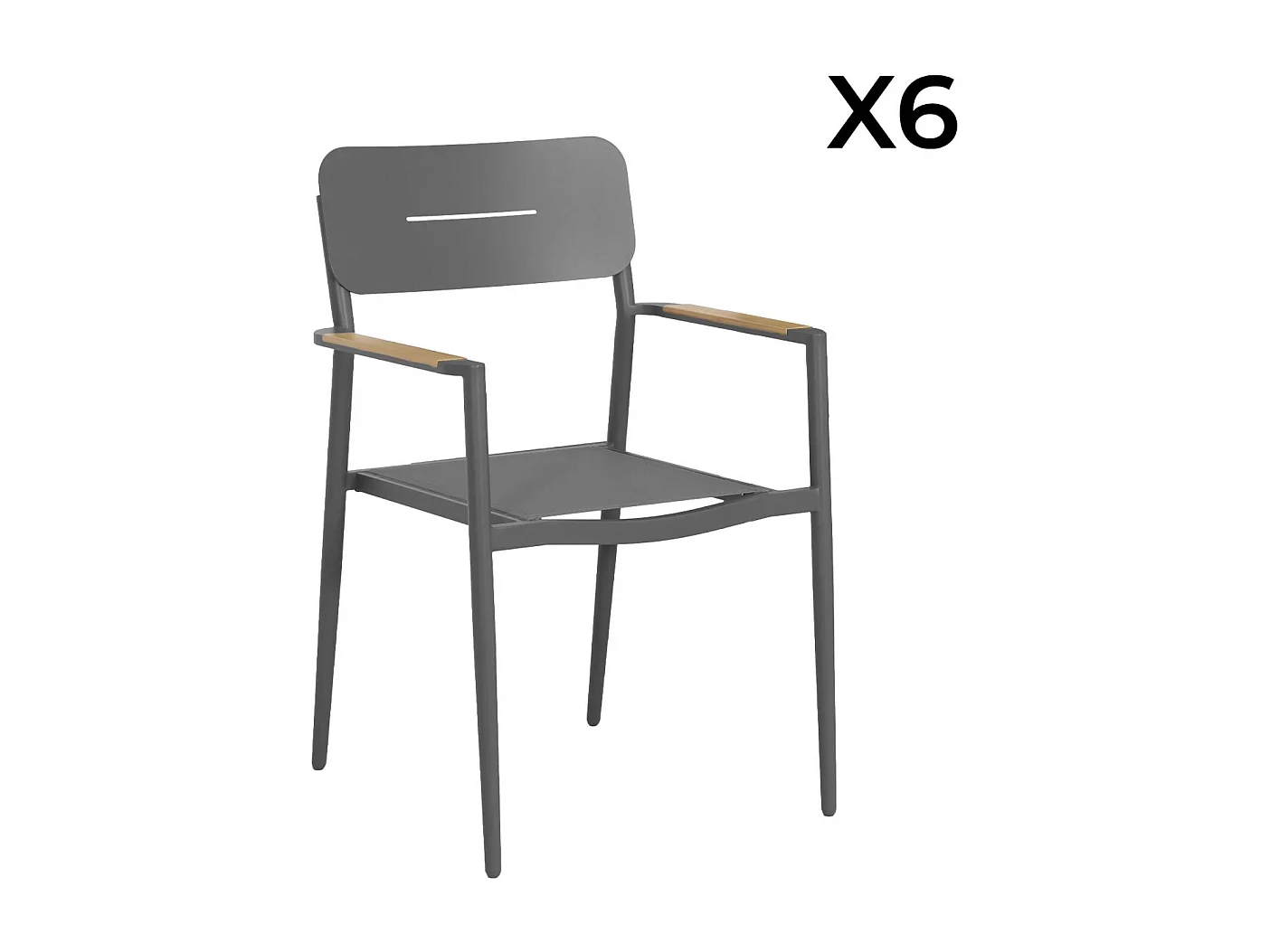 Set tavolo da giardino rotondo in alluminio con 6 sedie, antracite