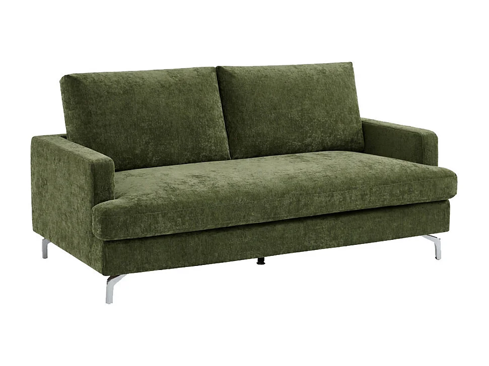 Sophie - Canapé 3 places en tissu pieds chrome - Terracotta