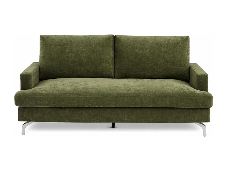 Sophie - Canapé 3 places en tissu pieds chrome - Terracotta