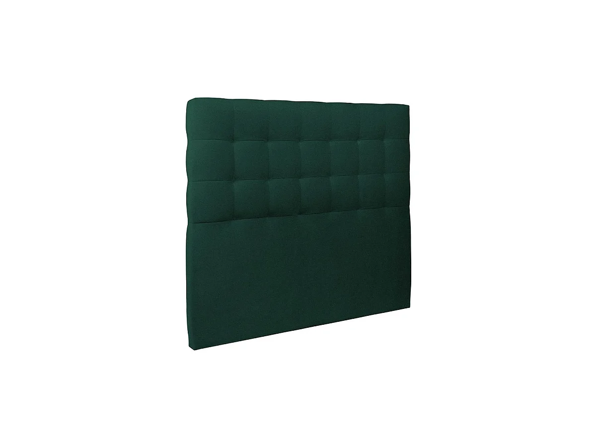 Lit 160x200cm avec tête de lit capitonnée velours et sommier kit vert - Hauteur totale : 29cm