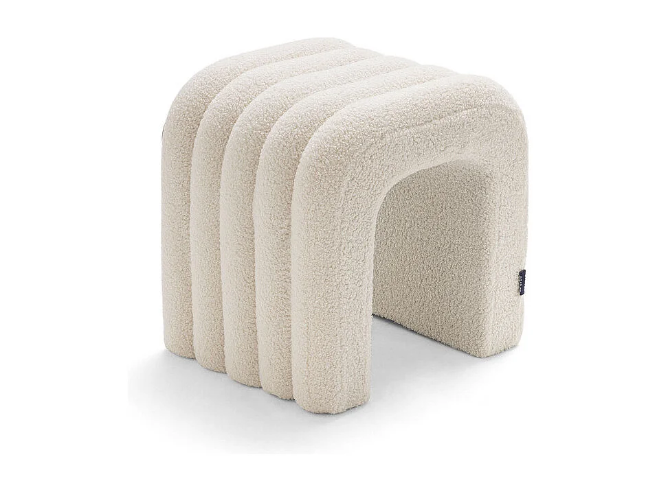 Mui - Lot de 2 tabourets rembourrés en tissu bouclette - Blanc