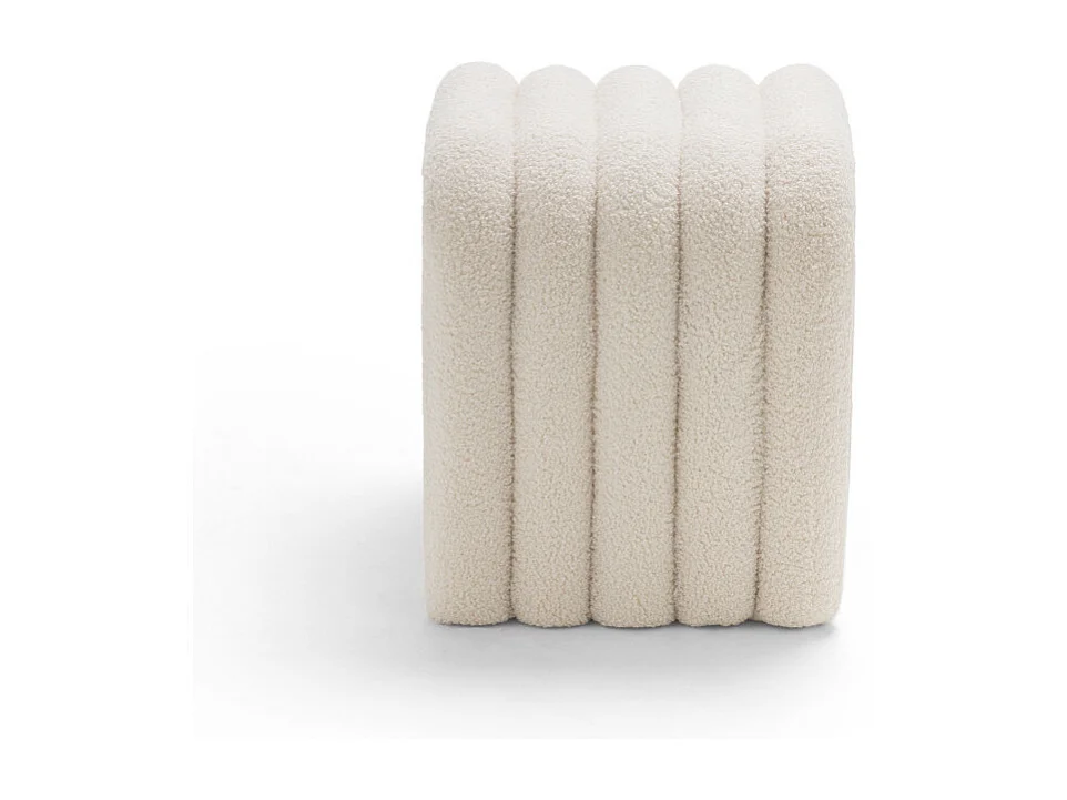 Mui - Lot de 2 tabourets rembourrés en tissu bouclette - Blanc