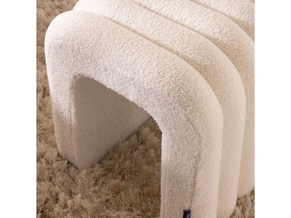 Mui - Lot de 2 tabourets rembourrés en tissu bouclette - Blanc